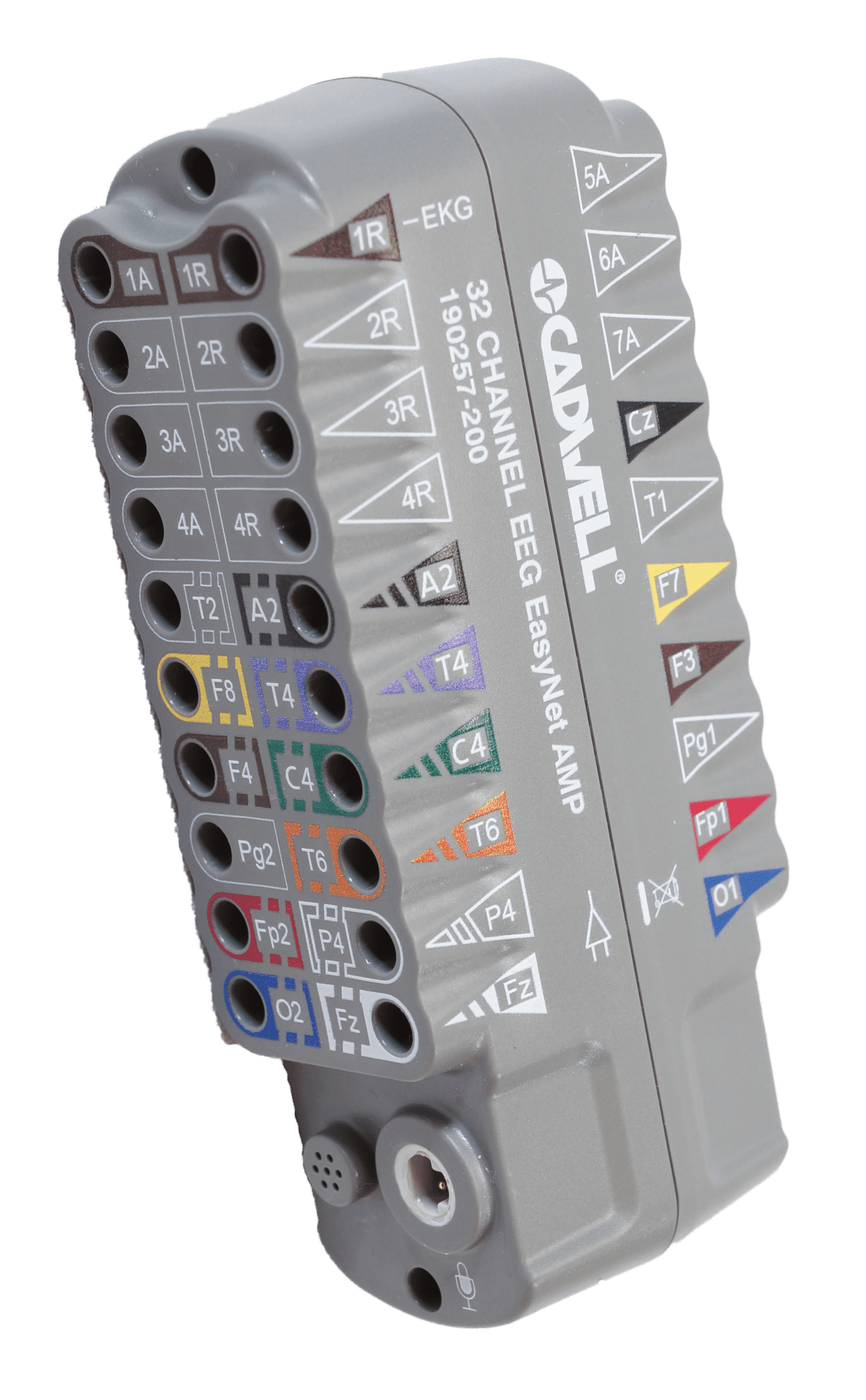 32 Ch EasyNet Amp Easy Ambulatory 2 is composed of a recorder, battery pack, the 32-channel color-coded amplifier, respiratory belts, accessories and EasyNet™ modules for nasal pressure and snoring, oximetry, body position and limb movement.