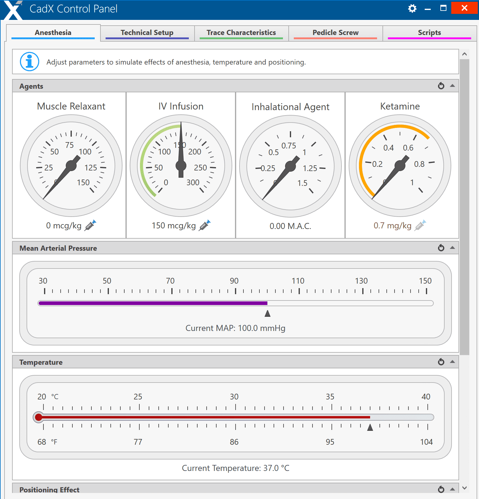 CadX Control Panel IONM IOM NIOM surgical simulator for surgical monitoring