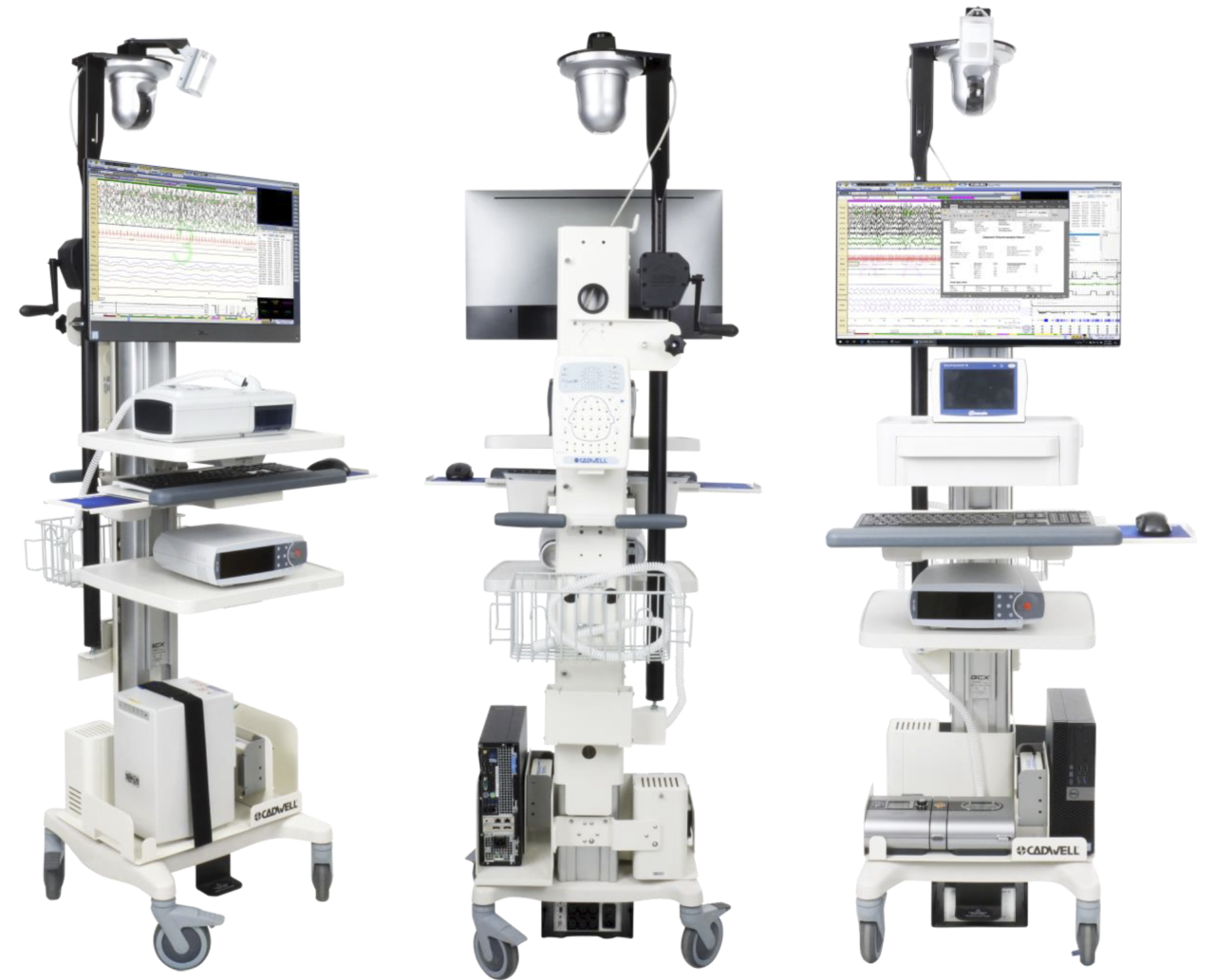 New E3 Cart for Easy III offers ergonomic design with storage Cadwell EEG EMG EDX IONM Supplies
